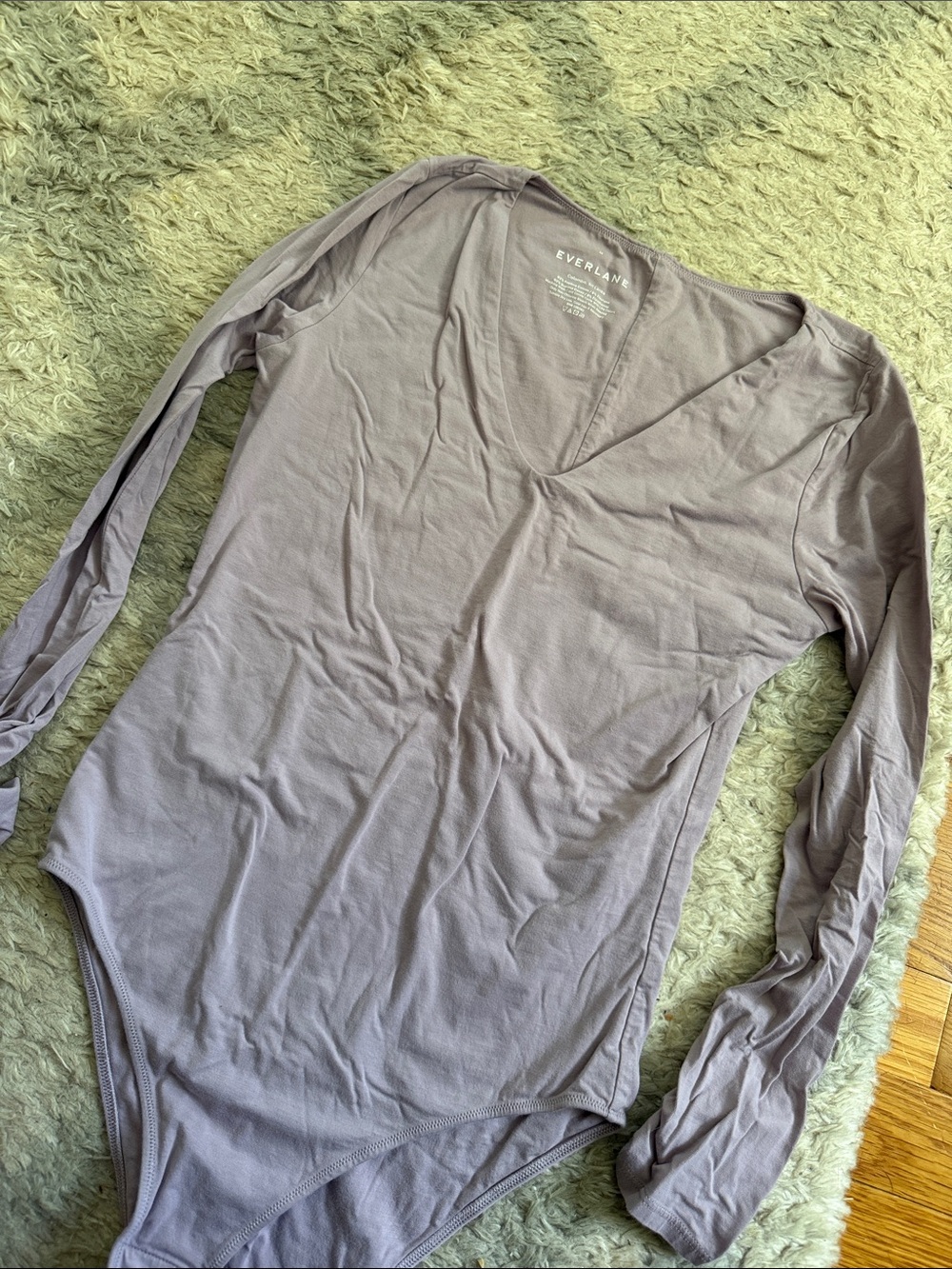 Everlane Lilac V-Neck Long Sleeve Bodysuit